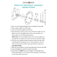 Press Fit Sweep Clock Movement Kit- Gold Spade & Black Seconds Hands (16mm Shaft) | Fits 3.5mm & 5.5mm Hand Holes image
