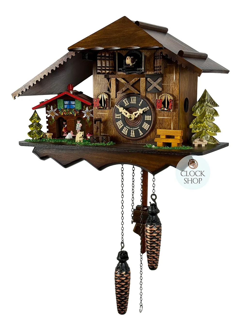 Farm House & Weather House Battery Chalet Cuckoo Clock 26cm By ENGSTLER image