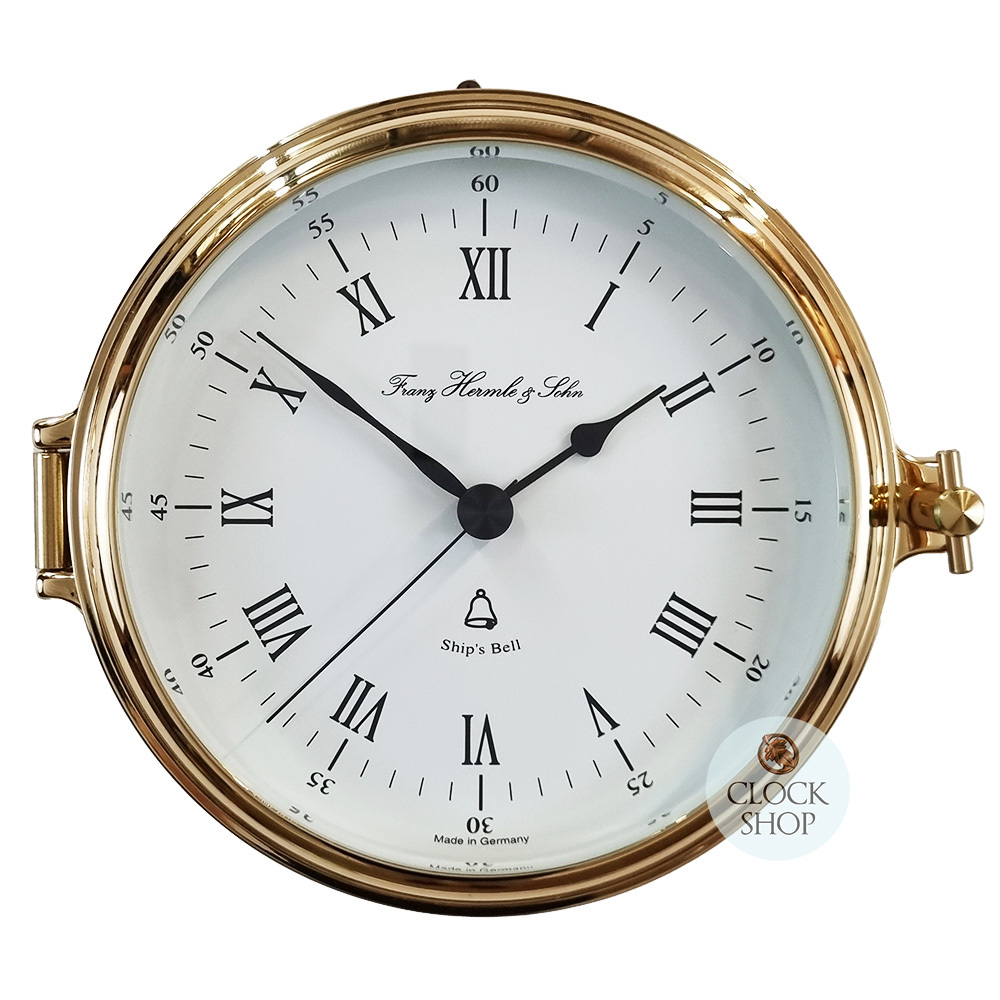 18cm Brass Ship/Nautical Quartz Clock By HERMLE (Imperfections) image