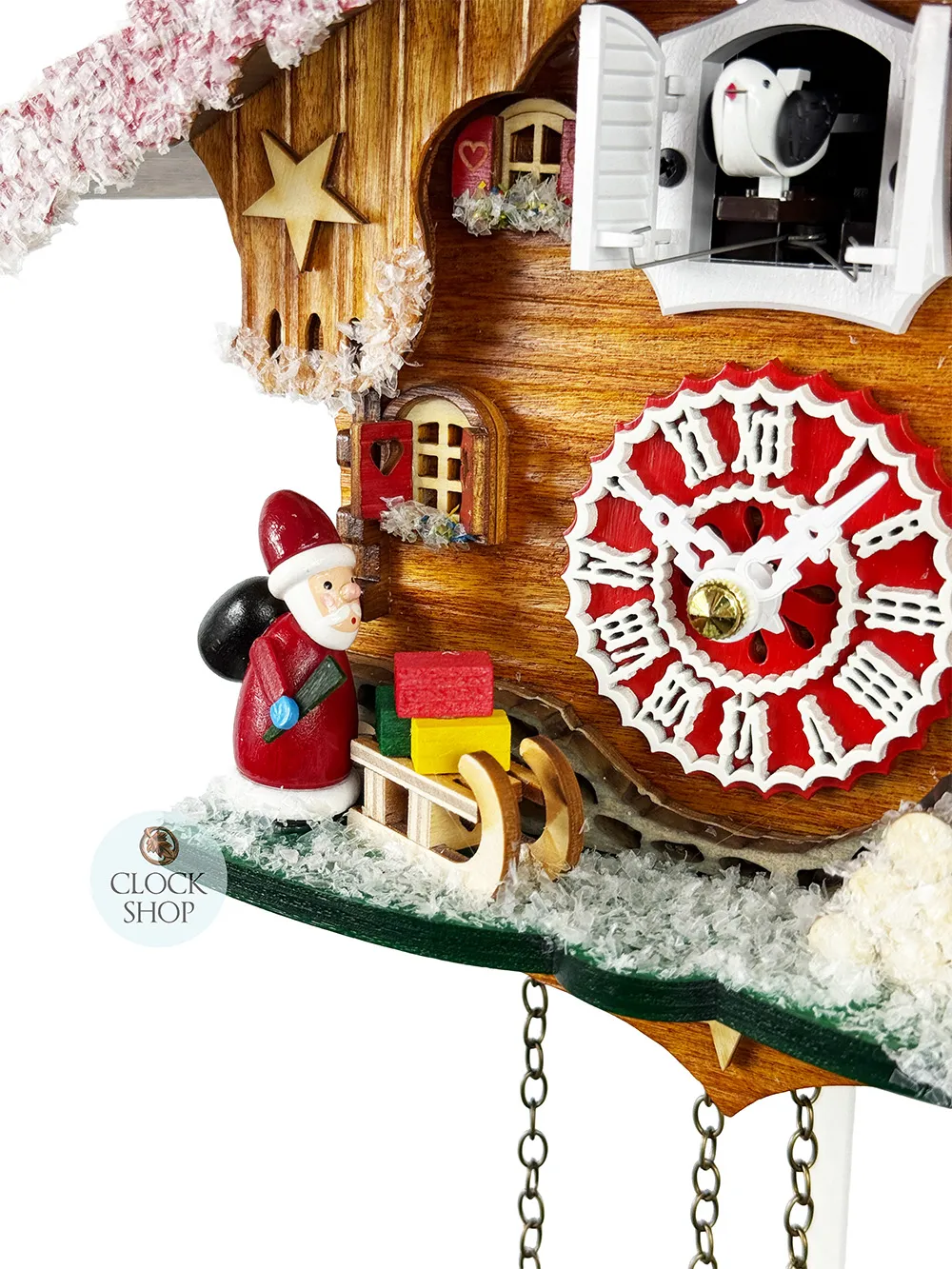 Christmas Cabin Battery Chalet Cuckoo Clock 23cm By TRENKLE image