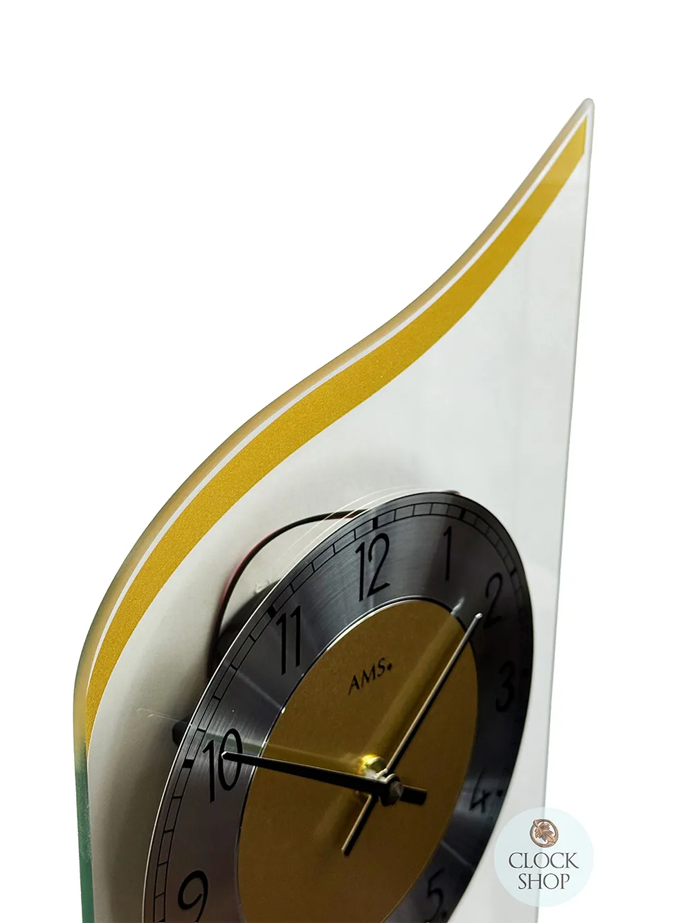 55cm Gold & Curved Glass Pendulum Wall Clock With Westminster Chime By AMS image