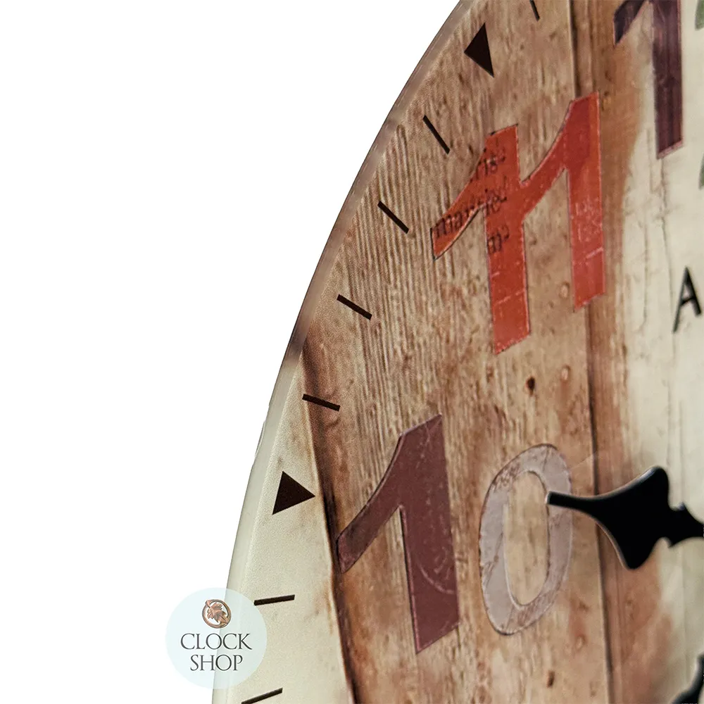 40cm Brown & Multi Coloured Round Wall Clock By AMS image