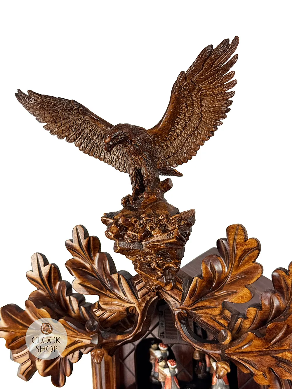 Hunter, Ibex & Eagle Battery Carved Cuckoo Clock With Dancers 53cm By HÖNES image