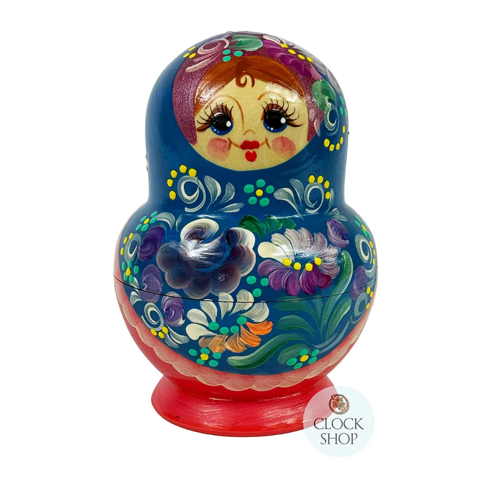 Floral Russian Dolls- Blue & Pink Flowers 15cm (Set Of 10) image