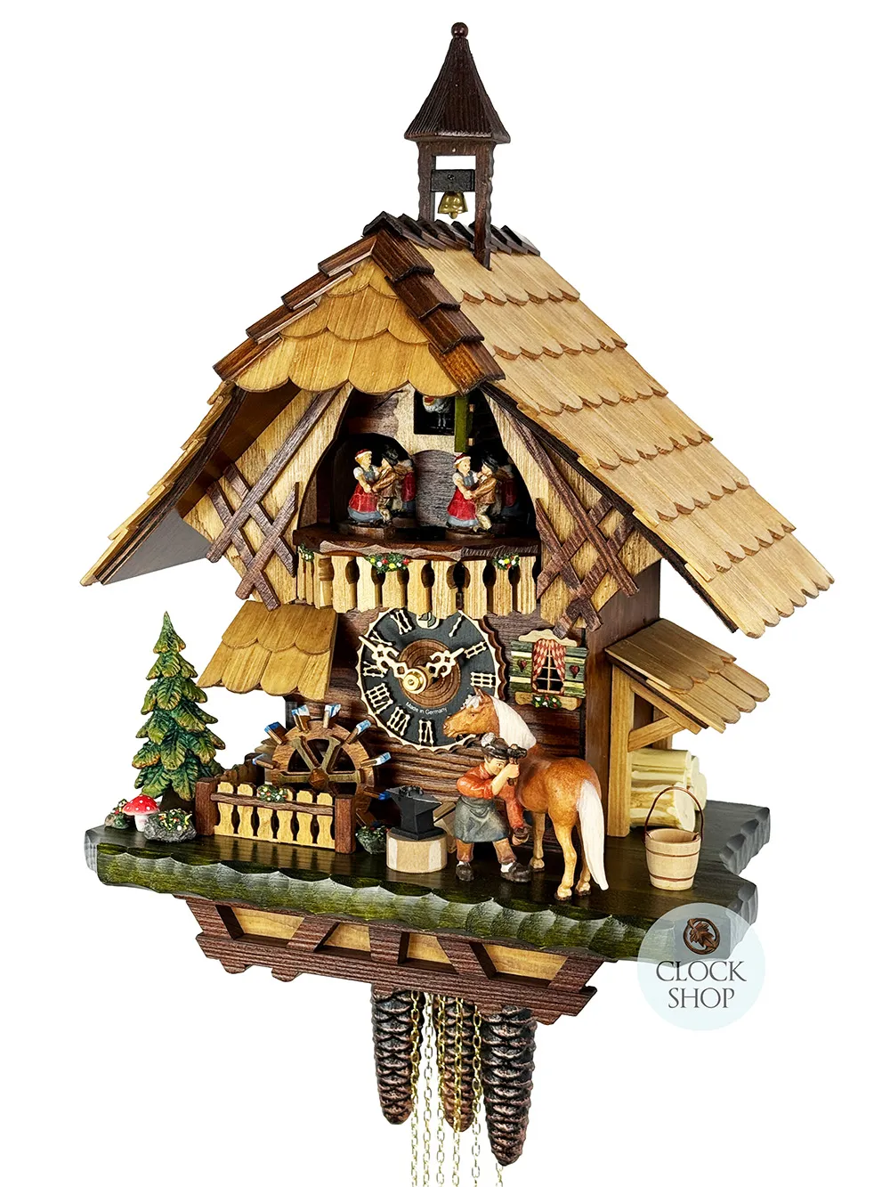 Farrier & Water Wheel 1 Day Mechanical Chalet Cuckoo Clock With Dancers 40cm By HÖNES image