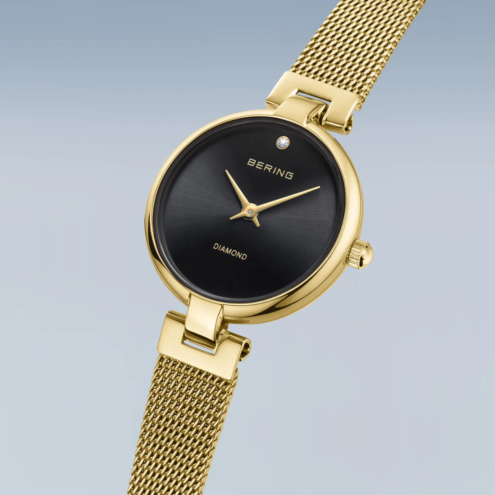 Gift Set- 25mm Classic Collection Gold & Black Womens Watch With Free Bracelet By BERING image