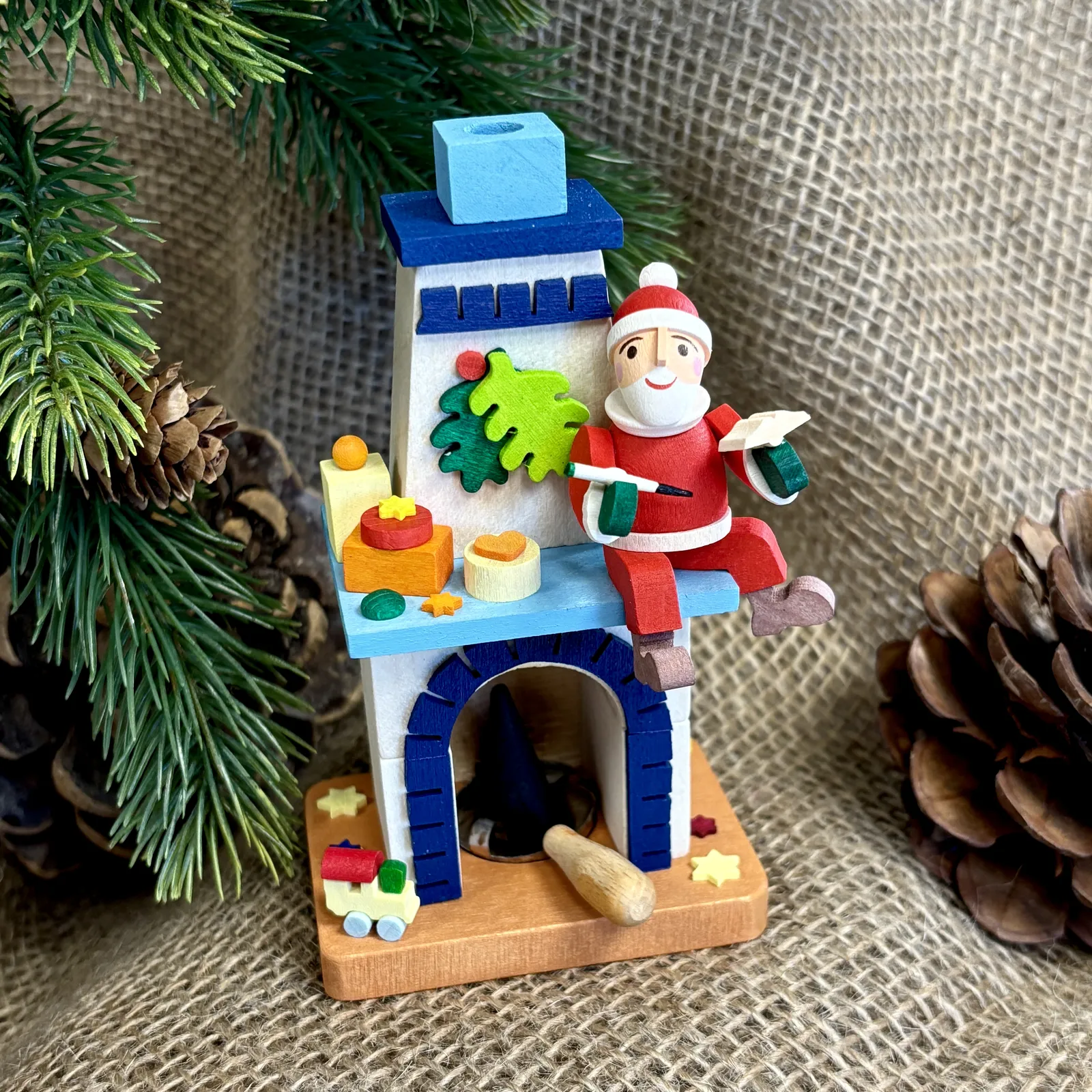 12.5cm Santa Claus On Chimney German Incense Burner By Graupner image