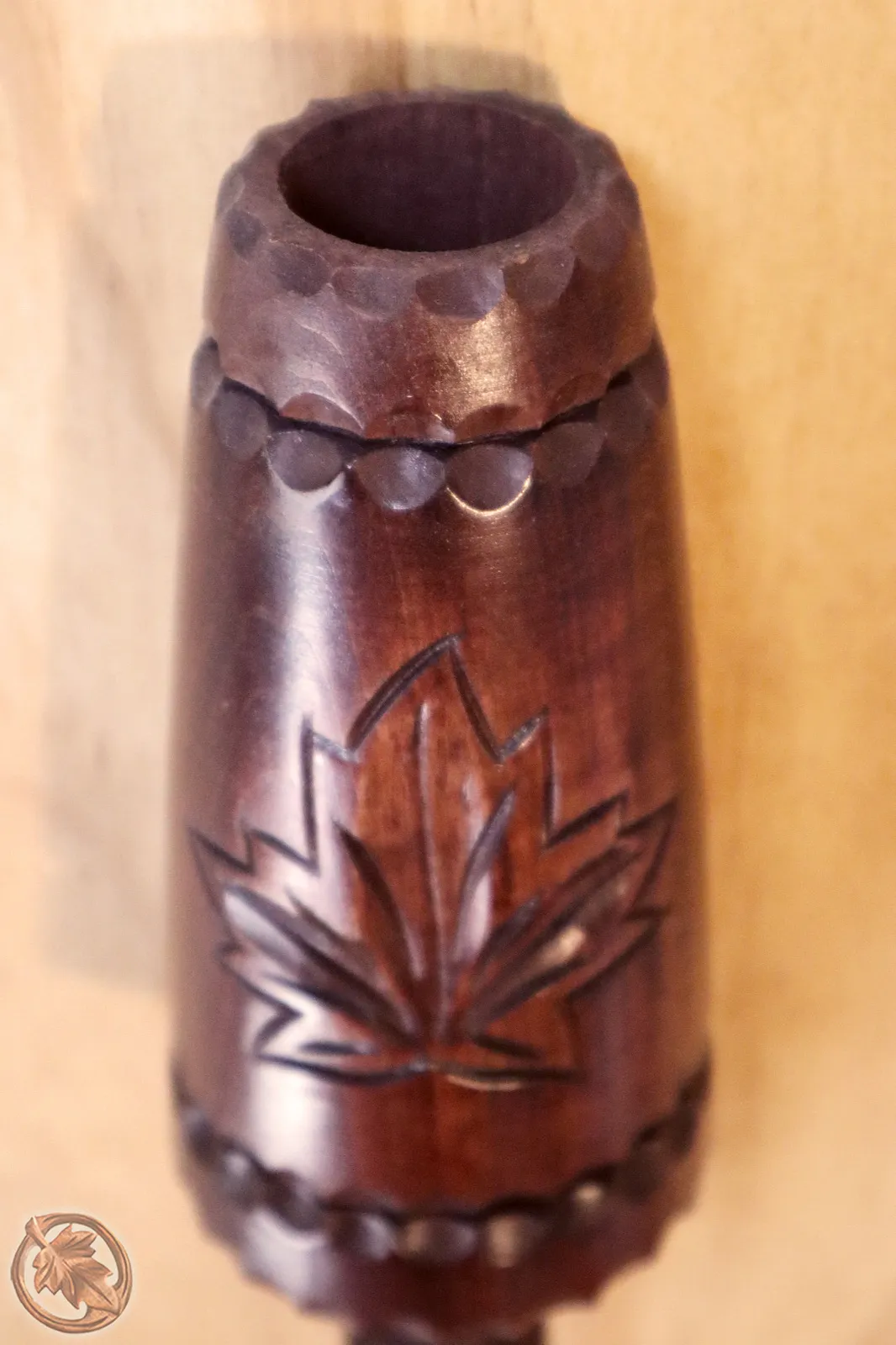 Hand Carved Chain Cup - Maple Leaf image