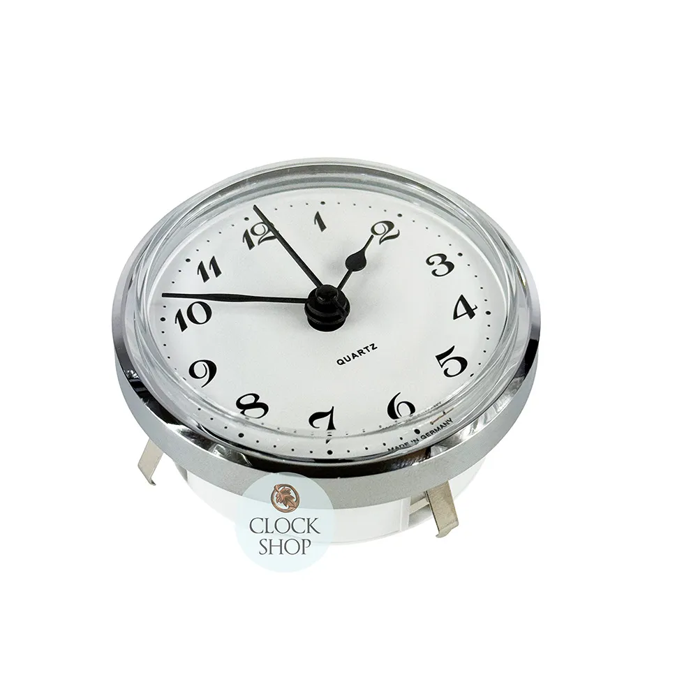 6.6cm Silver Clock Insert With White Dial & Arabic Numerals image
