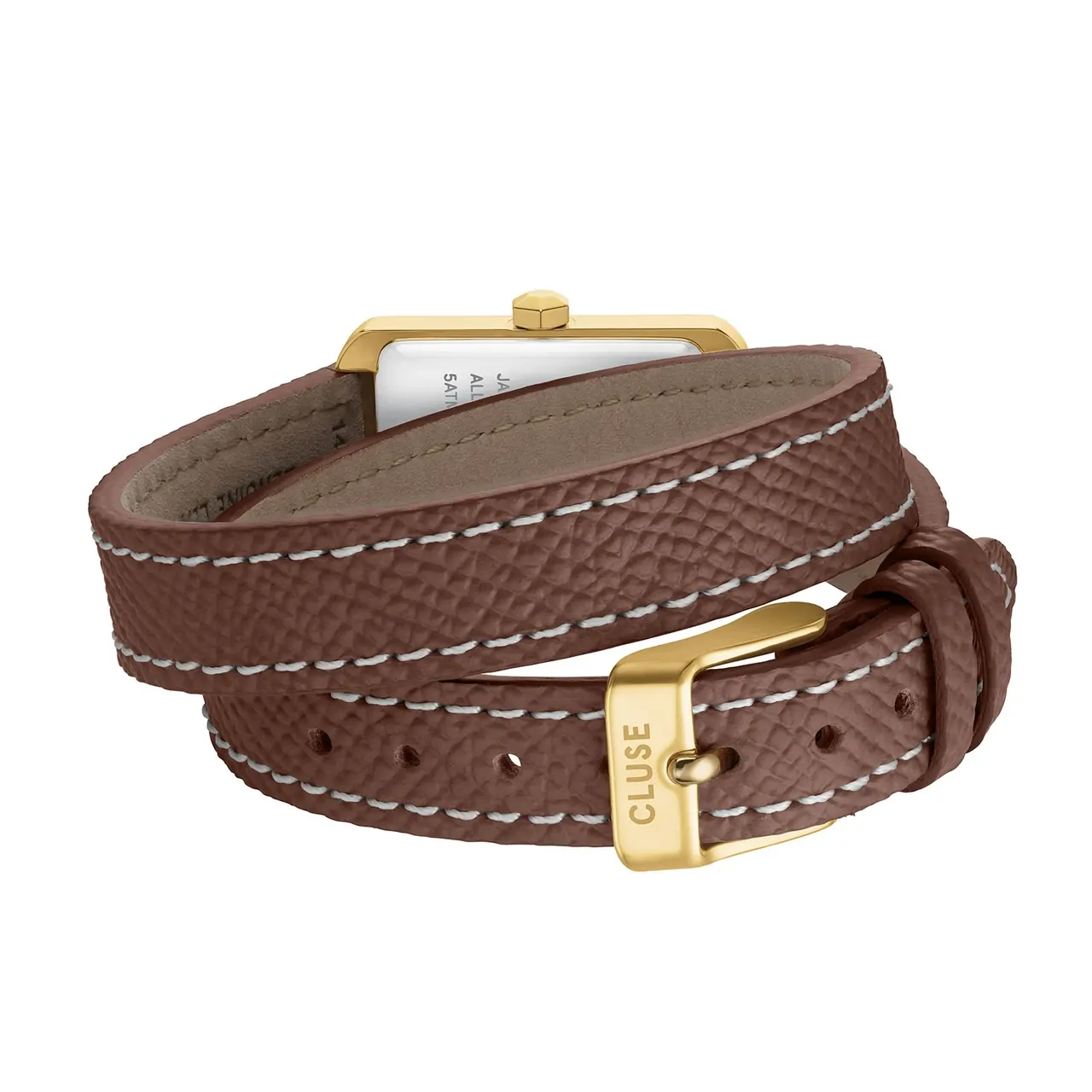 21mm Belisenna Womens Quartz Watch With Rectangular Brown & Gold Dial & Brown Leather Band By CLUSE image
