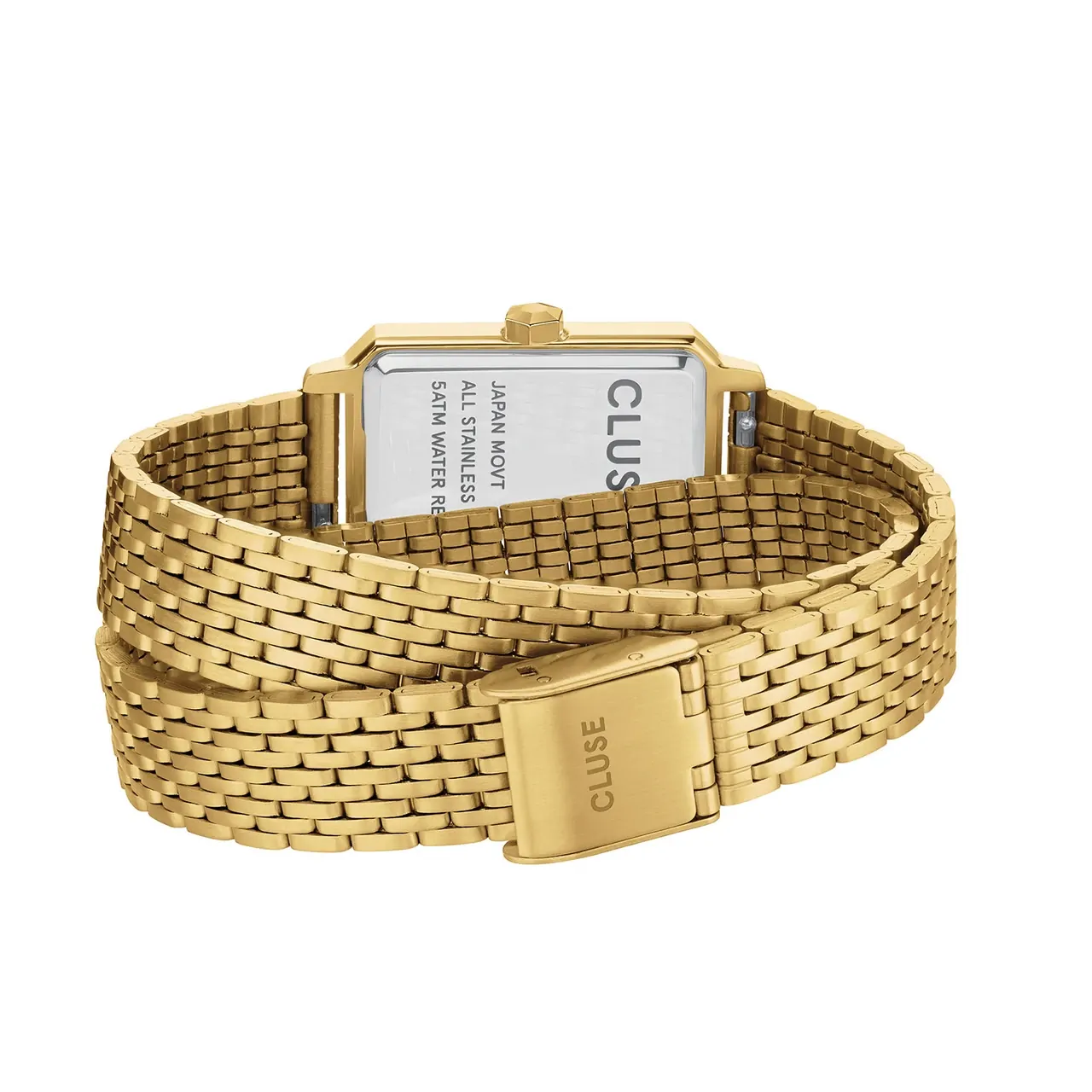 30.6mm Fluette Womens Quartz Watch With Rectangular Purple Dial & Gold Link Band By CLUSE image