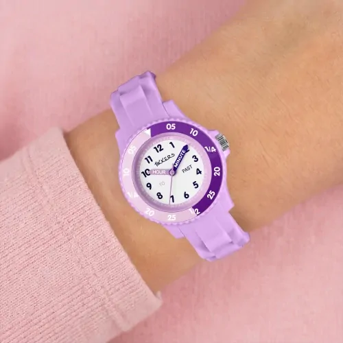 Time Teacher Lilac Youth Quartz Watch With Silicone Strap By TIKKERS image
