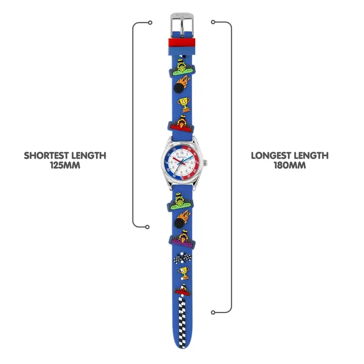 Time Teacher 3D Blue & Red Racing Car Kids Watch With Silicone Strap By TIKKERS image