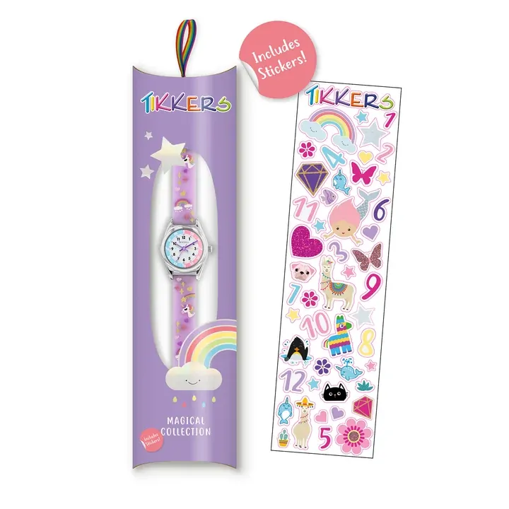 Time Teacher Purple Youth Quartz Watch With 3D Unicorn Silicone Strap By TIKKERS image