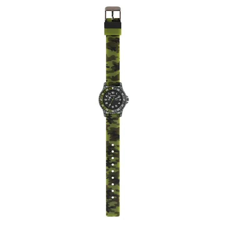 Time Teacher Adventure Green Camouflage Kids Watch With Silicone Strap By TIKKERS image
