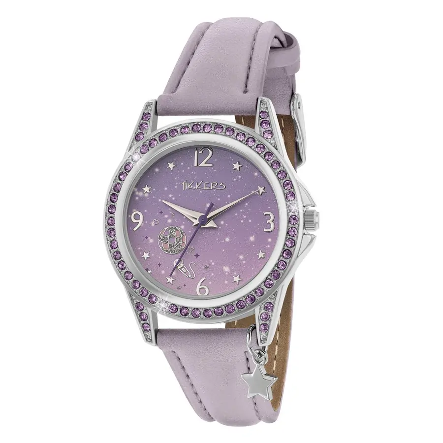 Purple Sparkle Kids Watch Gift Set With Beaded Friendship Bracelets By TIKKERS image