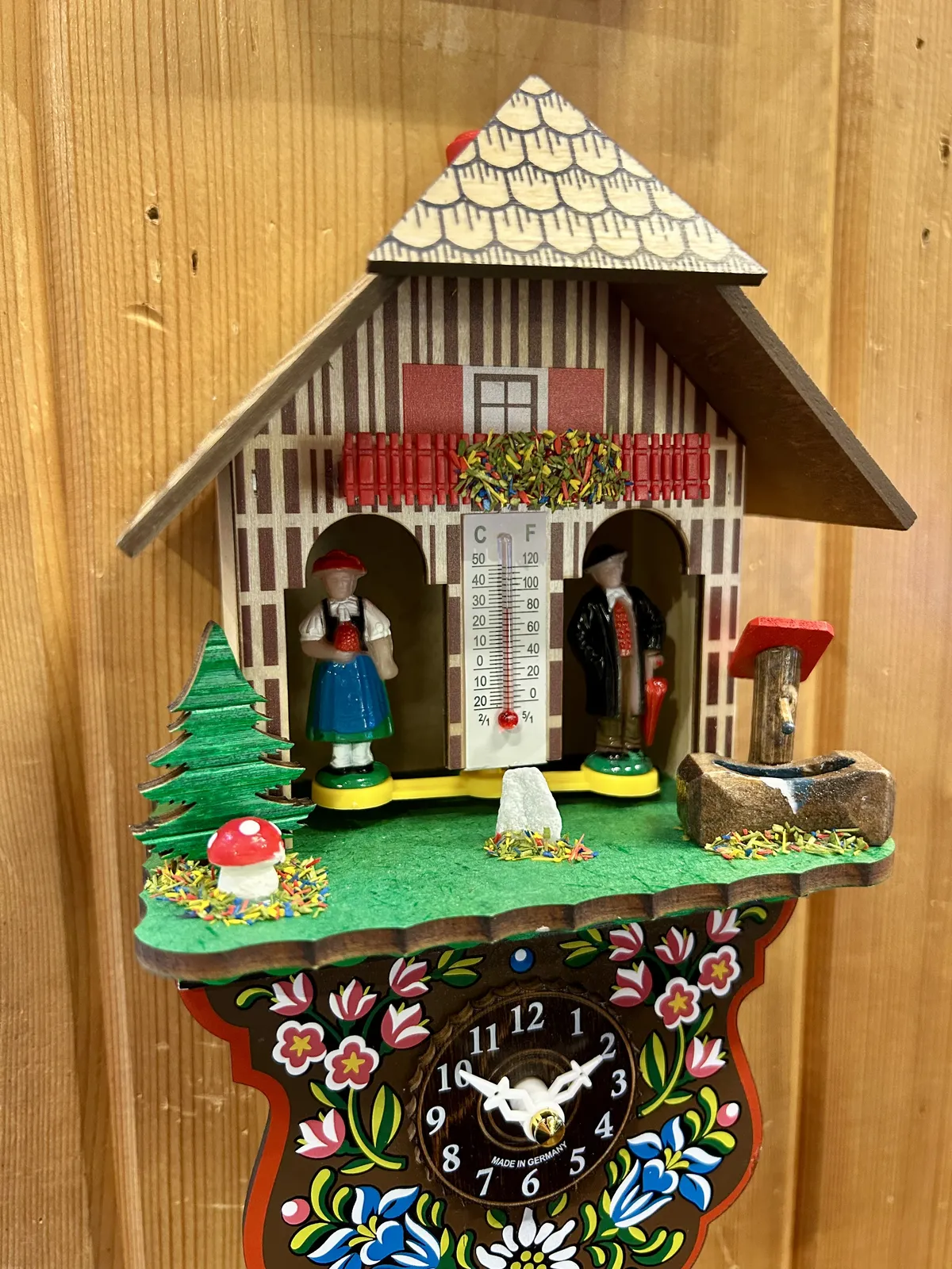 Swiss Weather House Battery Chalet Kuckulino With Swinging Doll 20cm By TRENKLE (Repaired Corner) image