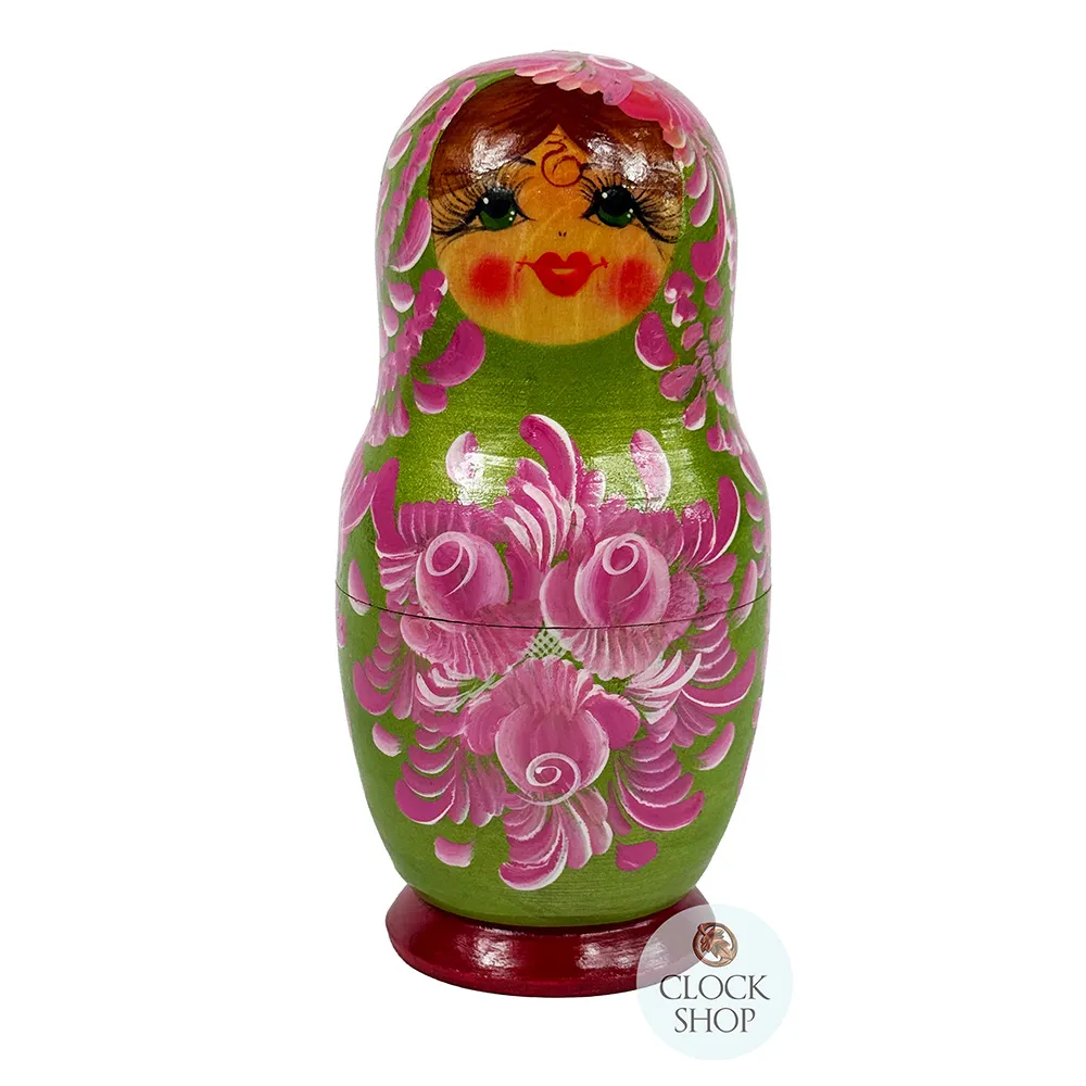 Floral Russian Dolls- Pink & Green 17cm (Set Of 5) image