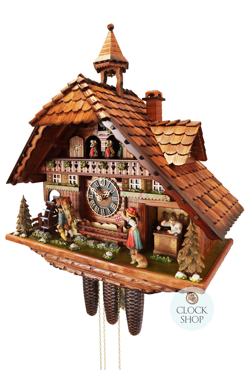 Clock Maker's Workshop 8 Day Mechanical Chalet Cuckoo Clock With Dancers 55cm By HÖNES image