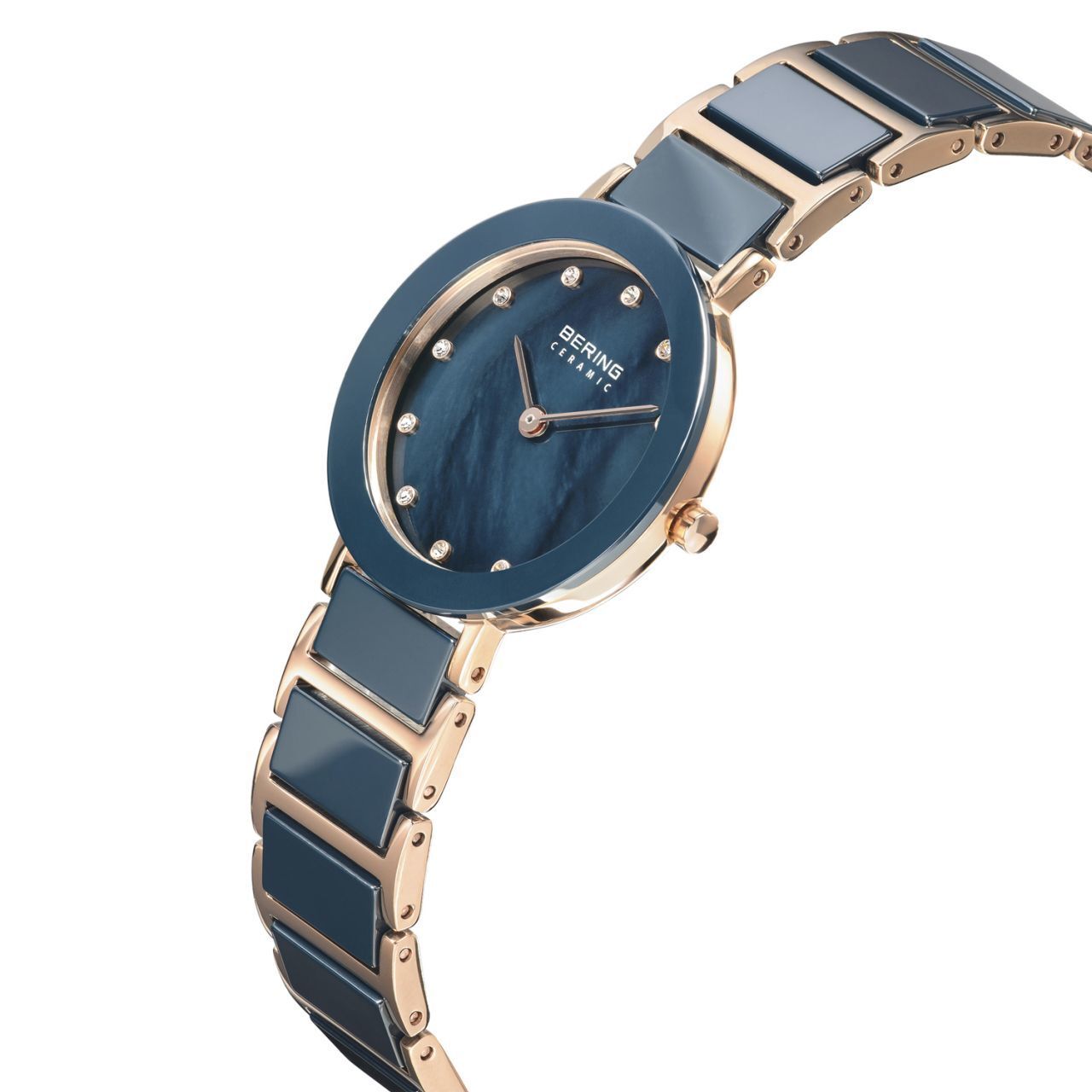Watch Bering Ladies Ceramic 11429 Blue Rose Ceramic Link