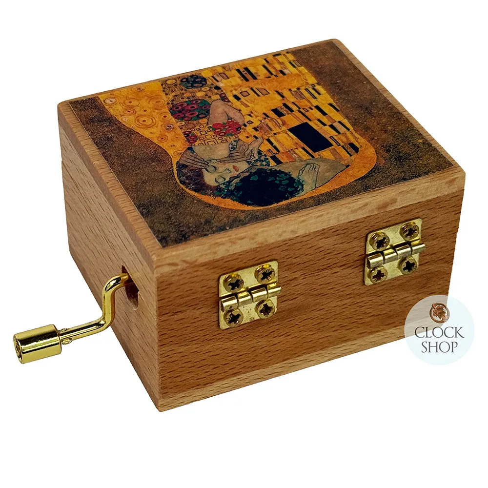 Wooden Hand Crank Music Box- The Kiss By Klimt (Vivaldi- Spring) image