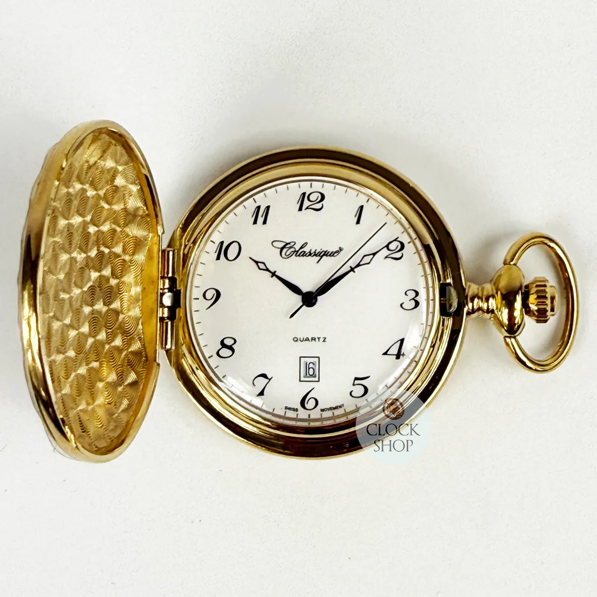 48mm Gold Unisex Pocket Watch With Pin Stripes By CLASSIQUE (Arabic) image