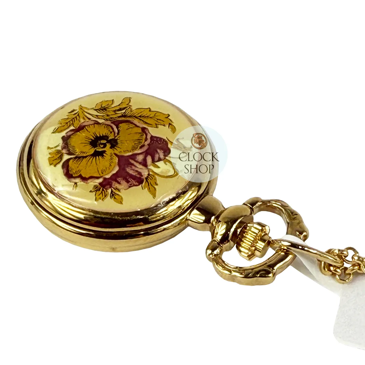 24mm Gold Womens Pendant Watch With Purple Flowers By CLASSIQUE image