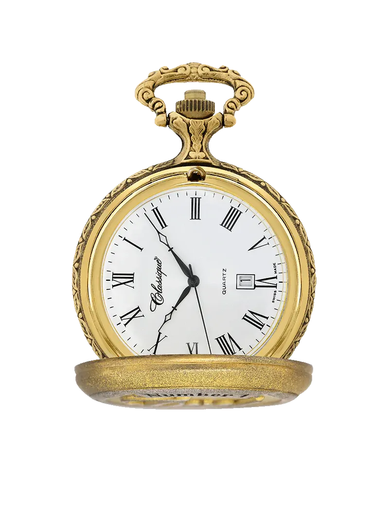 48mm Two Tone Gold Mens Pocket Watch With Number 1 Dad By CLASSIQUE image