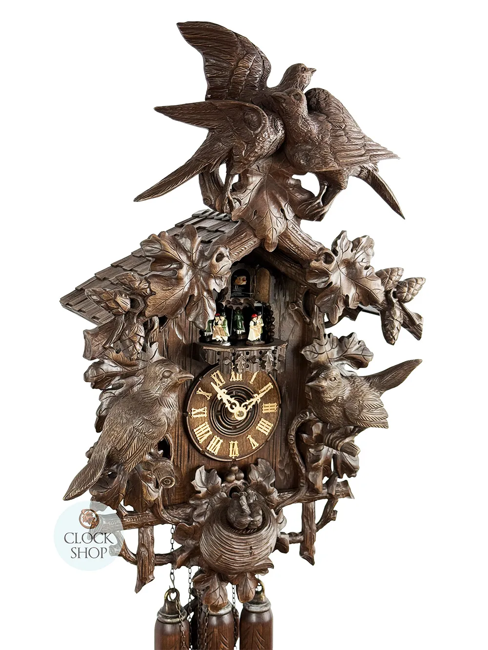 Love Birds 8 Day Mechanical Carved Cuckoo Clock With Dancers 62cm By HERR image