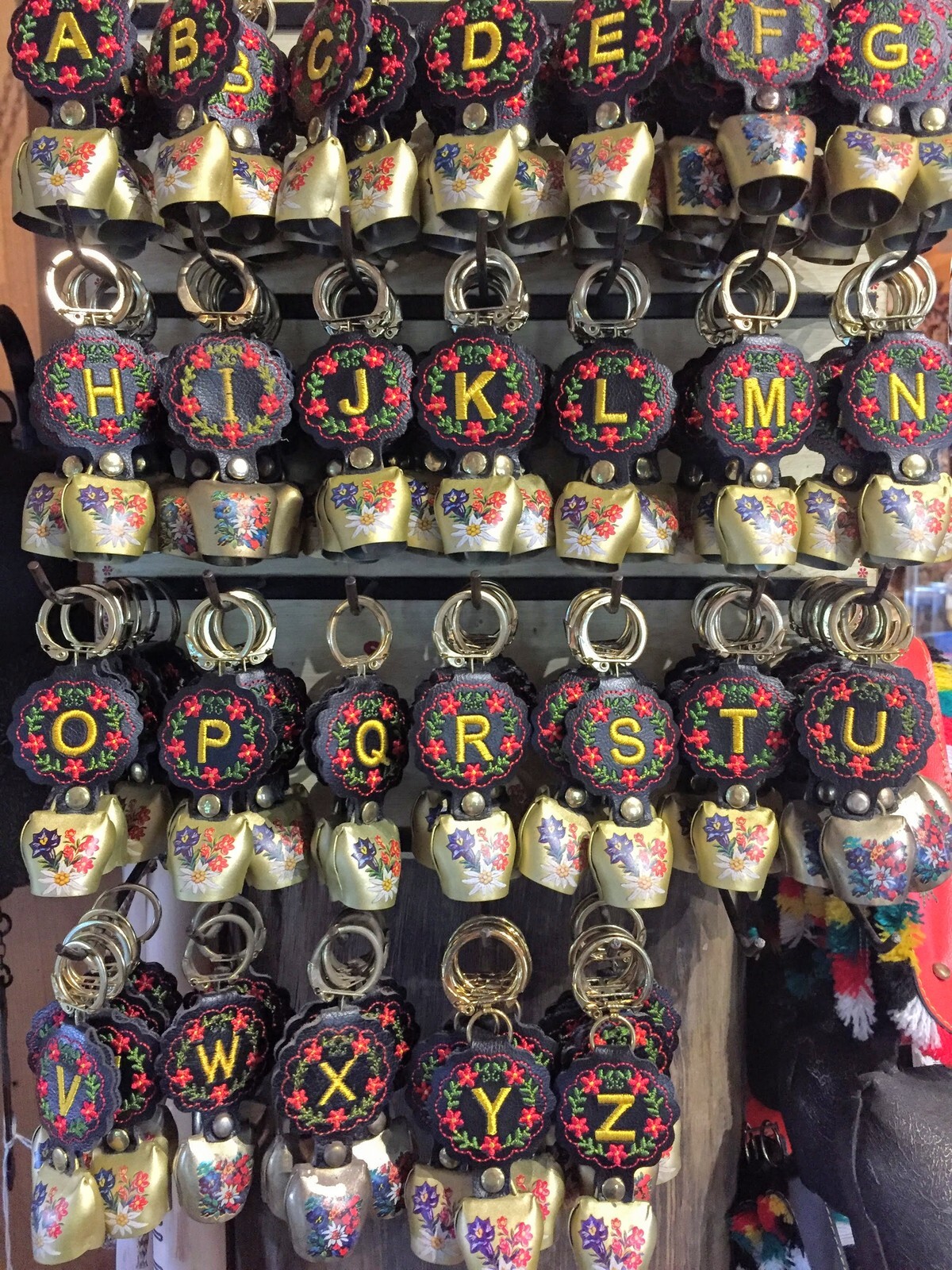 Embroidered Initial Bell Keyrings image