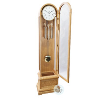 193cm Oak Contemporary Longcase Clock With Westminster Chime By HERMLE image