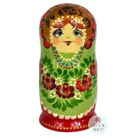 Floral Russian Dolls- Green & Red 18cm (Set Of 5) image