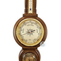 59cm Rustic Oak Old German Style Weather Station With Barometer, Thermometer & Hygrometer By FISCHER image