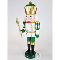 40cm White Green & Gold King Nutcracker By Seiffener image