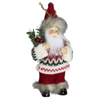 18cm Red & Green Knitted Santa Hanging Decoration- Assorted Designs image