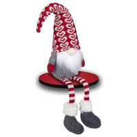  24cm Red & Grey Gnome Shelf Sitter with Stripy Legs- Assorted Designs image