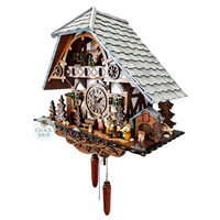 Beer Drinkers & Water Wheel Battery Chalet Cuckoo Clock 43cm By ENGSTLER image