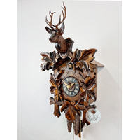 5 Leaf & Deer 1 Day Mechanical Carved Cuckoo Clock 42cm By ENGSTLER image