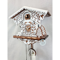 White and Brown Christmas Tree Battery Chalet Cuckoo Clock 26cm By ENGSTLER image