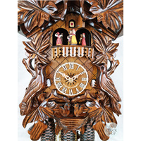 Birds & Leaves 8 Day Mechanical Carved Cuckoo Clock With Dancers 44cm By ENGSTLER image