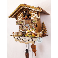 Beer Drinkers & Water Wheel Battery Chalet Cuckoo Clock 30cm By HÖNES image