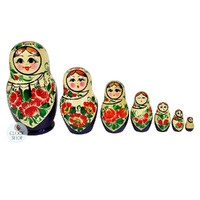 Kirov Russian Dolls- White Scarf & Purple Dress 15cm (Set Of 7) image