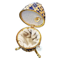 Blue Egg Shaped Music Box With Gold Embellishments (Amazing Grace) image