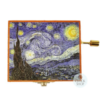 Wooden Hand Crank Music Box- The Starry Night By Van Gogh (Beethoven- Moonlight Sonata) image