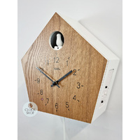 Walnut & White Modern Battery Cuckoo Clock 22cm By AMS image