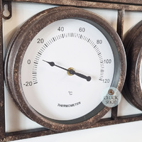 66cm Wrought Iron Weather Station With Thermometer Quartz Clock & Hygrometer By AMS image