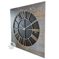50cm Green Rustic Square Wall Clock By AMS image