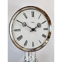 20cm Polished Silver 8 Day Mechanical Wall Clock By AMS image