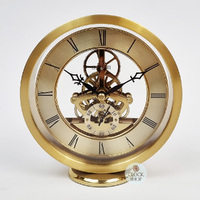 14cm Millendon Gold Battery Skeleton Table Clock By ACCTIM (Cracked Back) image
