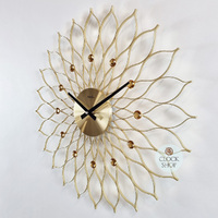 50cm Gold Flower Wall Clock With Jewels By AMS image